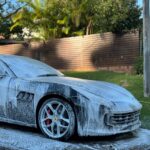 Black Ferrari getting detailed