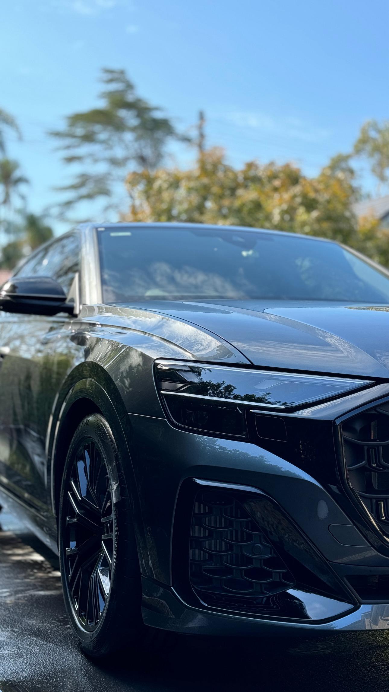 Car outside showing paint correction